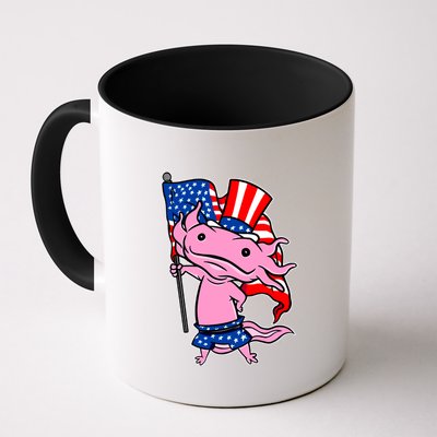 Patriotic Axolotl USA Flag Funny 4th Of July United States Coffee Mug