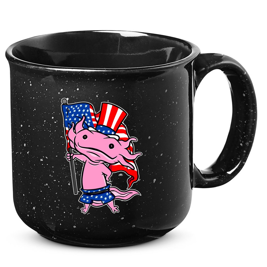 Patriotic Axolotl USA Flag Funny 4th Of July United States 15oz Campfire Ceramic Mug