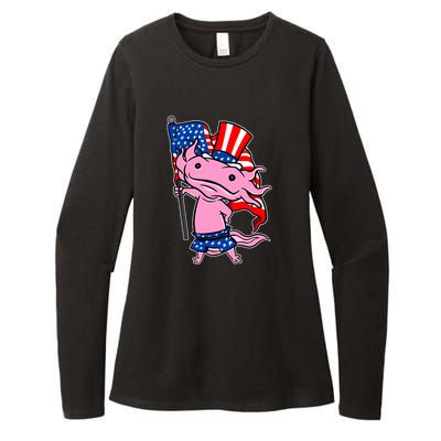 Patriotic Axolotl USA Flag Funny 4th Of July United States Womens CVC Long Sleeve Shirt