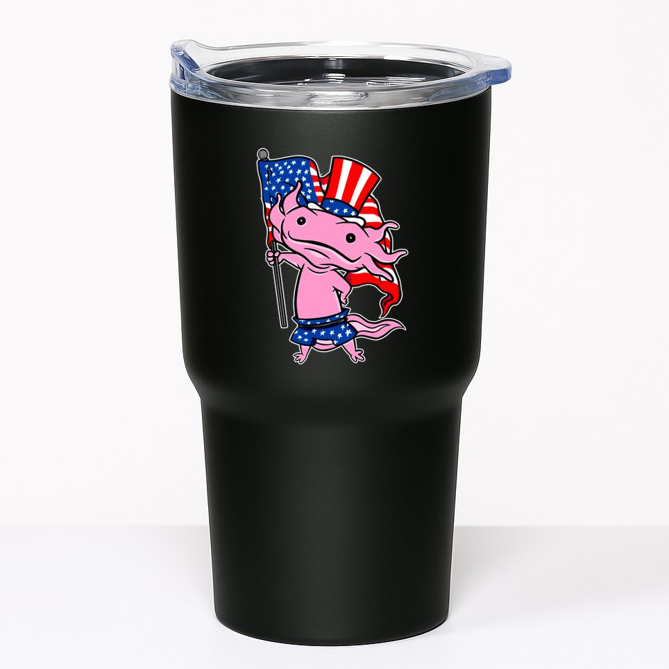Patriotic Axolotl USA Flag Funny 4th Of July United States Tumbler