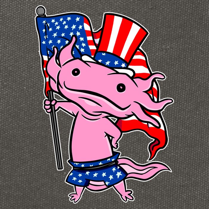 Patriotic Axolotl USA Flag Funny 4th Of July United States Cotton Canvas Backpack