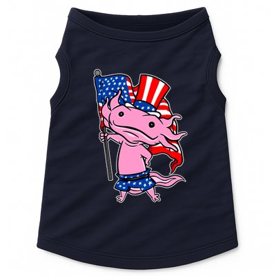 Patriotic Axolotl USA Flag Funny 4th Of July United States Doggie Tank