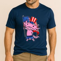 Patriotic Axolotl USA Flag Funny 4th Of July United States Cooling Performance Crew T-Shirt