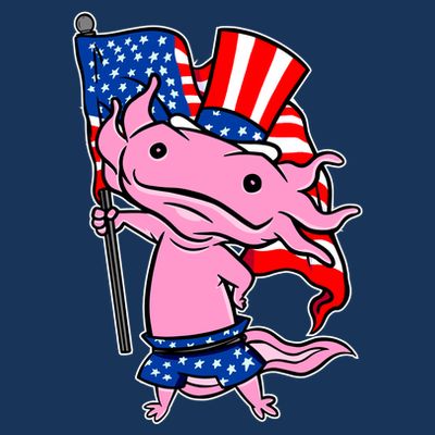 Patriotic Axolotl USA Flag Funny 4th Of July United States T-Shirt