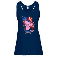 Patriotic Axolotl USA Flag Funny 4th Of July United States Ladies Essential Flowy Tank