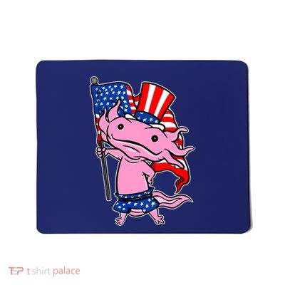 Patriotic Axolotl USA Flag Funny 4th Of July United States Mousepad