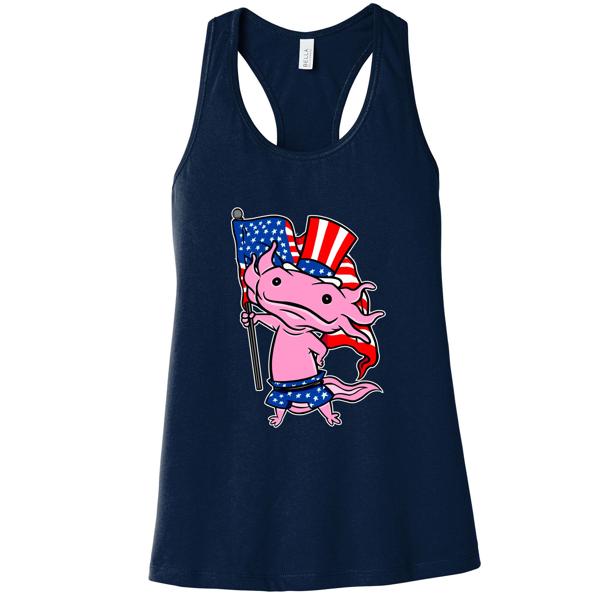 Patriotic Axolotl USA Flag Funny 4th Of July United States Womens Tank Top