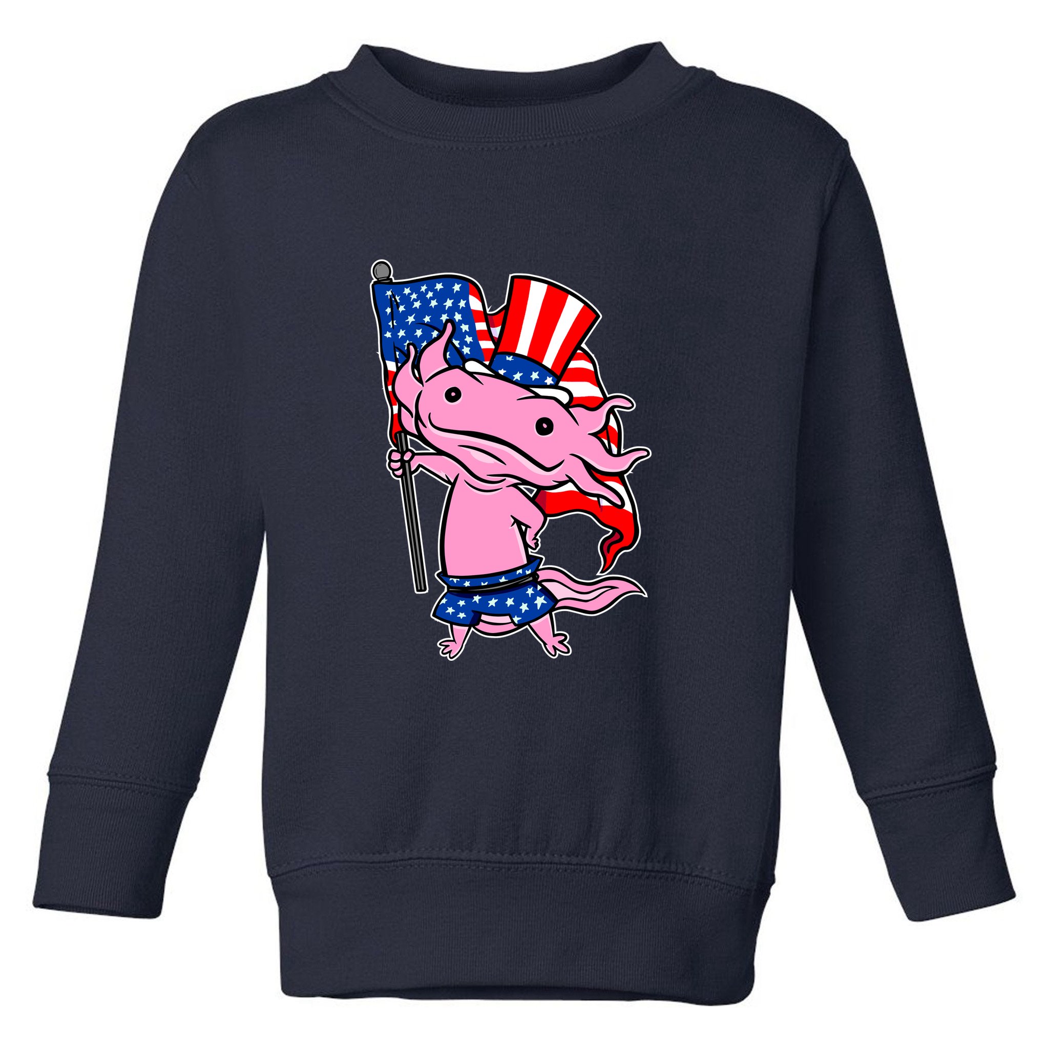 Patriotic Axolotl USA Flag Funny 4th Of July United States Toddler Sweatshirt
