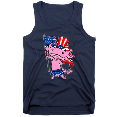 Patriotic Axolotl USA Flag Funny 4th Of July United States Tank Top