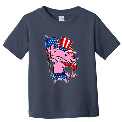 Patriotic Axolotl USA Flag Funny 4th Of July United States Toddler T-Shirt