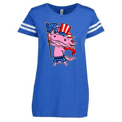 Patriotic Axolotl USA Flag Funny 4th Of July United States Enza Ladies Jersey Football T-Shirt