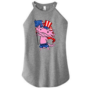 Patriotic Axolotl USA Flag Funny 4th Of July United States Women’s Perfect Tri Rocker Tank