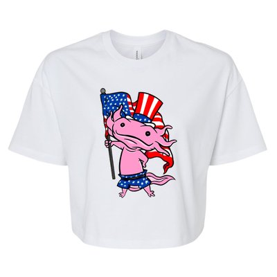 Patriotic Axolotl USA Flag Funny 4th Of July United States Bella+Canvas Jersey Crop Tee