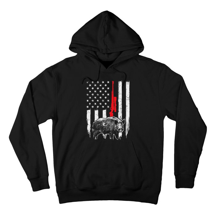 Patriotic American Usa Flag Boar Hunting Wild Hog Hunter Hoodie