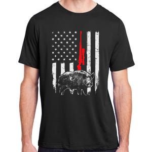 Patriotic American Usa Flag Boar Hunting Wild Hog Hunter Adult ChromaSoft Performance T-Shirt