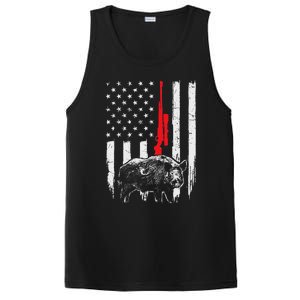 Patriotic American Usa Flag Boar Hunting Wild Hog Hunter PosiCharge Competitor Tank