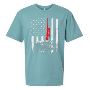 Patriotic American Usa Flag Boar Hunting Wild Hog Hunter Sueded Cloud Jersey T-Shirt