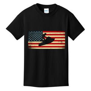 Patriotic American USA Flag Jet Skiing Jet Ski Lover Kids T-Shirt