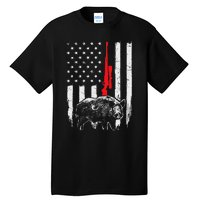 Patriotic American Usa Flag Boar Hunting Wild Hog Hunter Tall T-Shirt