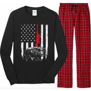 Patriotic American Usa Flag Boar Hunting Wild Hog Hunter Long Sleeve Pajama Set