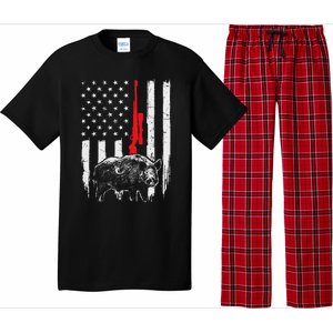 Patriotic American Usa Flag Boar Hunting Wild Hog Hunter Pajama Set