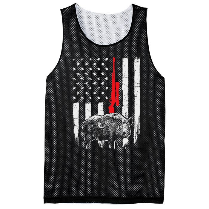 Patriotic American Usa Flag Boar Hunting Wild Hog Hunter Mesh Reversible Basketball Jersey Tank