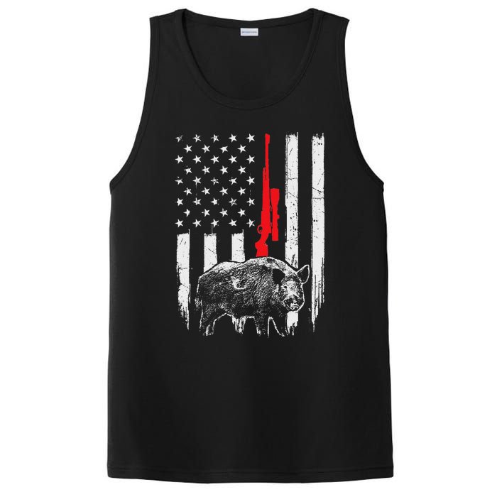 Patriotic American Usa Flag Boar Hunting Wild Hog Hunter PosiCharge Competitor Tank