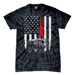 Patriotic American Usa Flag Boar Hunting Wild Hog Hunter Tie-Dye T-Shirt