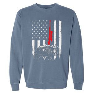 Patriotic American Usa Flag Boar Hunting Wild Hog Hunter Garment-Dyed Sweatshirt