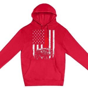 Patriotic American Usa Flag Boar Hunting Wild Hog Hunter Premium Pullover Hoodie