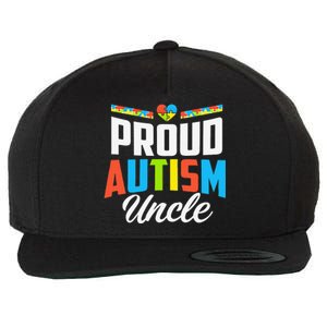 Proud Autism Uncle Awareness Support Wool Snapback Cap