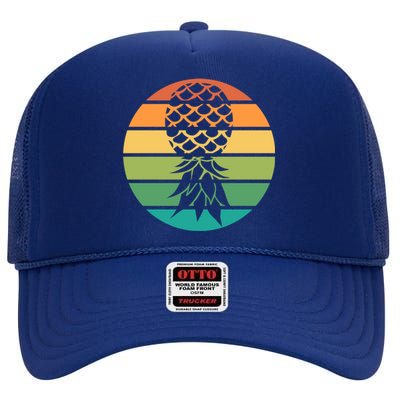 Polyamory And Upside Down Pineapple Summer Vacation Cruise Cute Gift High Crown Mesh Back Trucker Hat