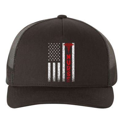 Patriotic American USA Flag Registered Nurse Yupoong Adult 5-Panel Trucker Hat