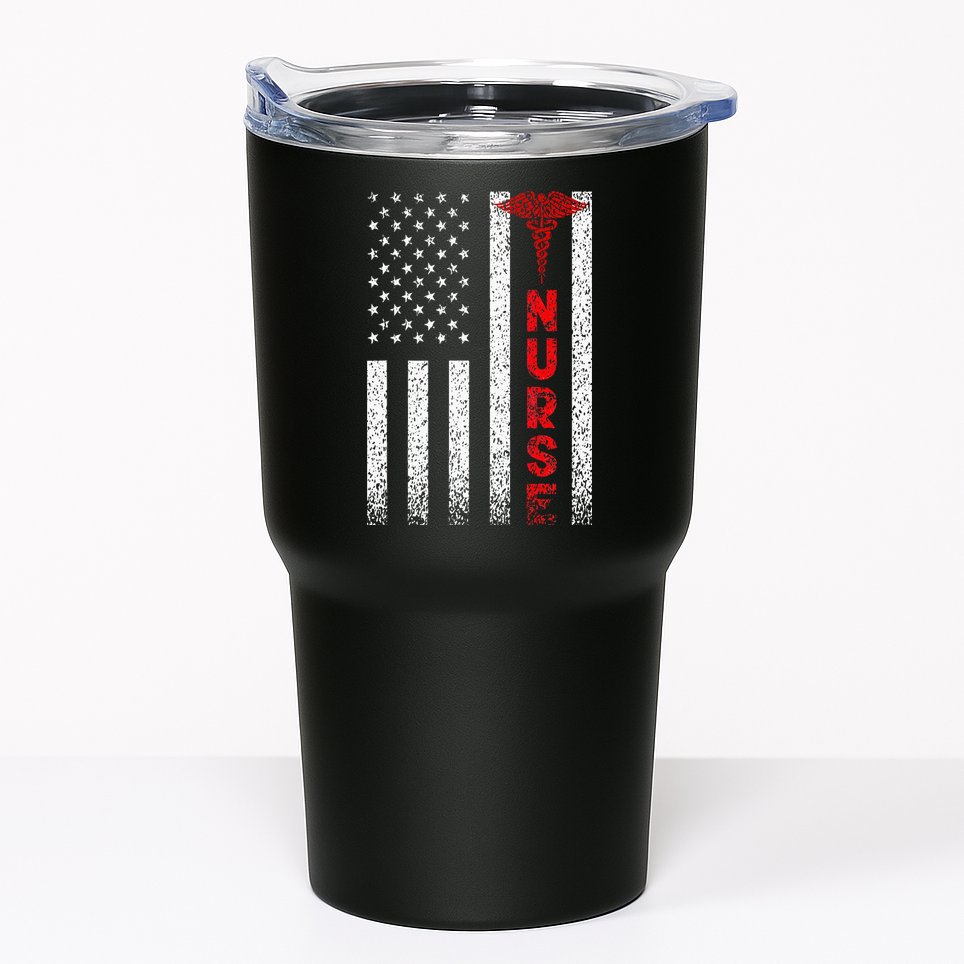 Patriotic American USA Flag Registered Nurse Tumbler