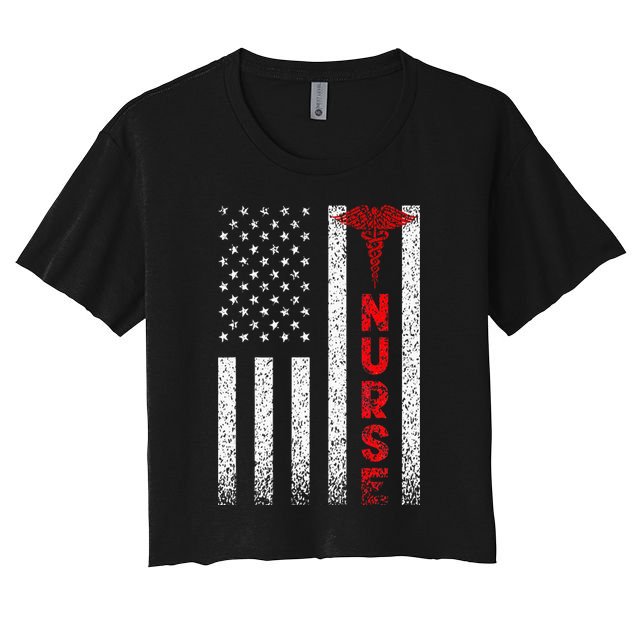 Patriotic American USA Flag Registered Nurse Crop Top