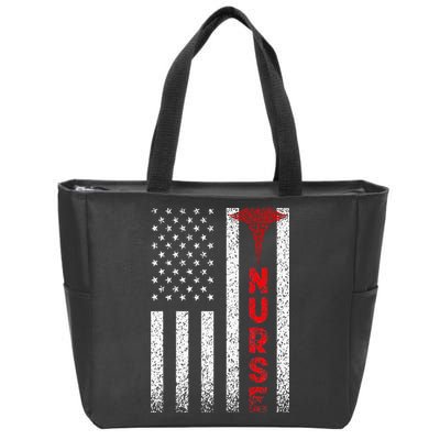 Patriotic American USA Flag Registered Nurse Zip Tote Bag