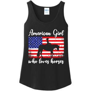 Proud American Usa Flag Who Loves Horses. Ladies Essential Tank