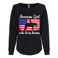 Proud American Usa Flag Who Loves Horses. Womens California Wash Sweatshirt