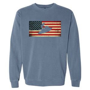 Patriotic American Usa Flag Jet Skiing Jet Ski Lover Gift Garment-Dyed Sweatshirt