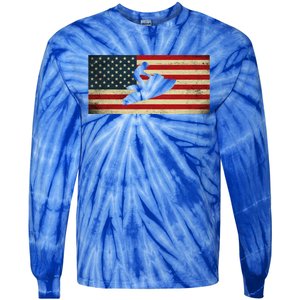 Patriotic American Usa Flag Jet Skiing Jet Ski Lover Gift Tie-Dye Long Sleeve Shirt