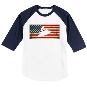 Patriotic American Usa Flag Jet Skiing Jet Ski Lover Gift Baseball Sleeve Shirt