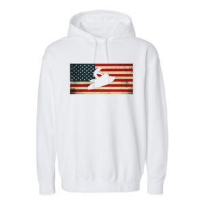 Patriotic American Usa Flag Jet Skiing Jet Ski Lover Gift Garment-Dyed Fleece Hoodie