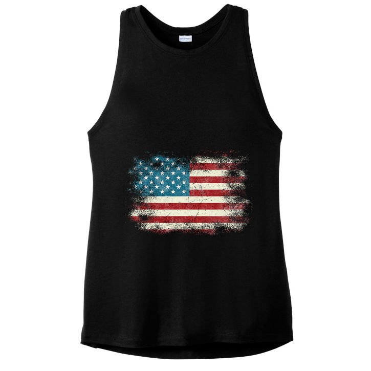 Patriotic American Usa Flag Ladies PosiCharge Tri-Blend Wicking Tank