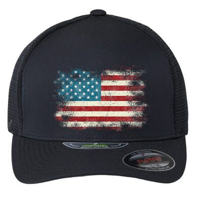 Patriotic American Usa Flag Flexfit Unipanel Trucker Cap