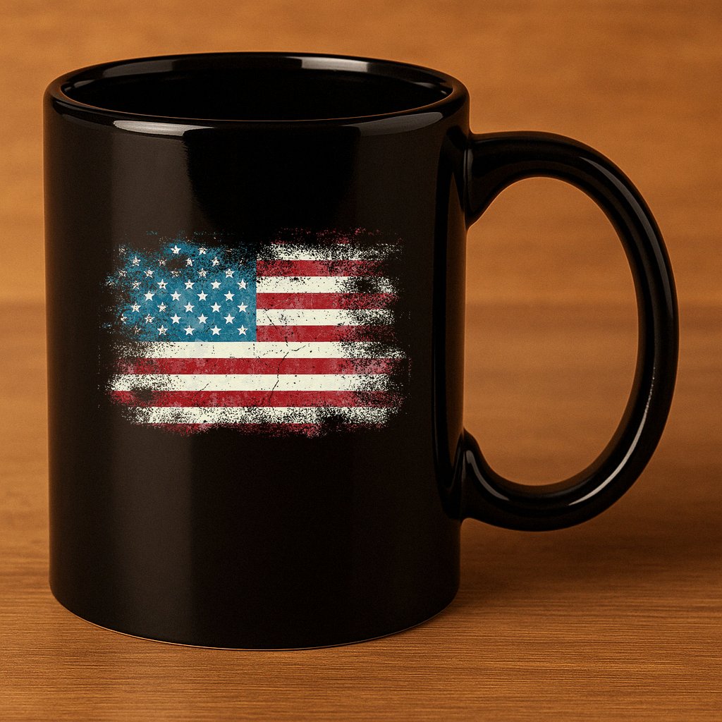 Patriotic American Usa Flag 11oz C Handle Ceramic Mug