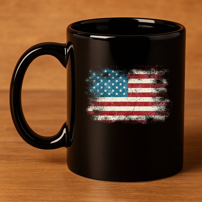 Patriotic American Usa Flag 11oz C Handle Ceramic Mug
