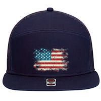 Patriotic American Usa Flag 7 Panel Mesh Trucker Snapback Hat