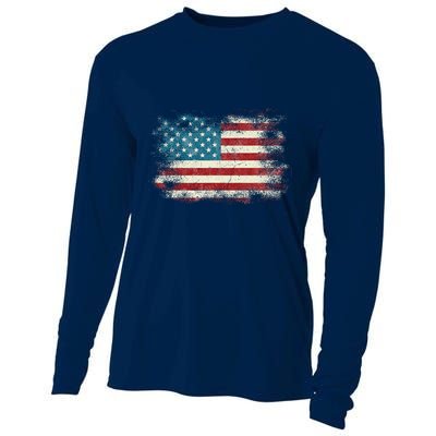 Patriotic American Usa Flag Cooling Performance Long Sleeve Crew