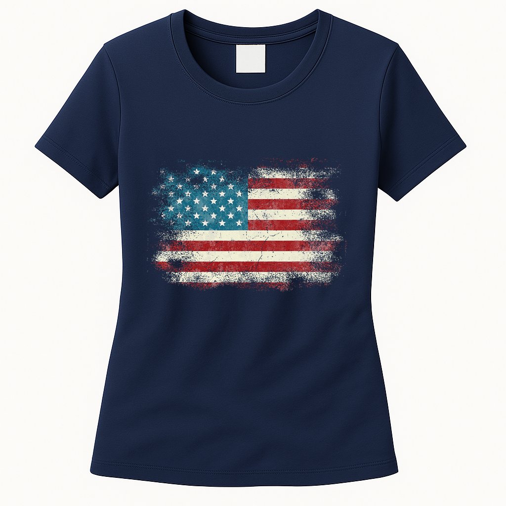 Patriotic American Usa Flag Womens T-Shirt