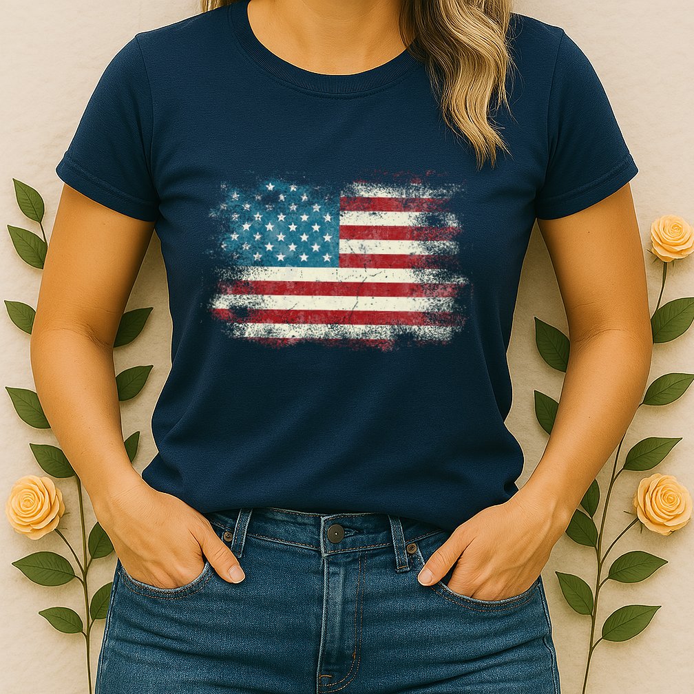 Patriotic American Usa Flag Womens T-Shirt